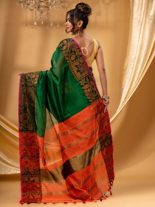 DESH BIDESH Zari Silk Cotton Taant Saree