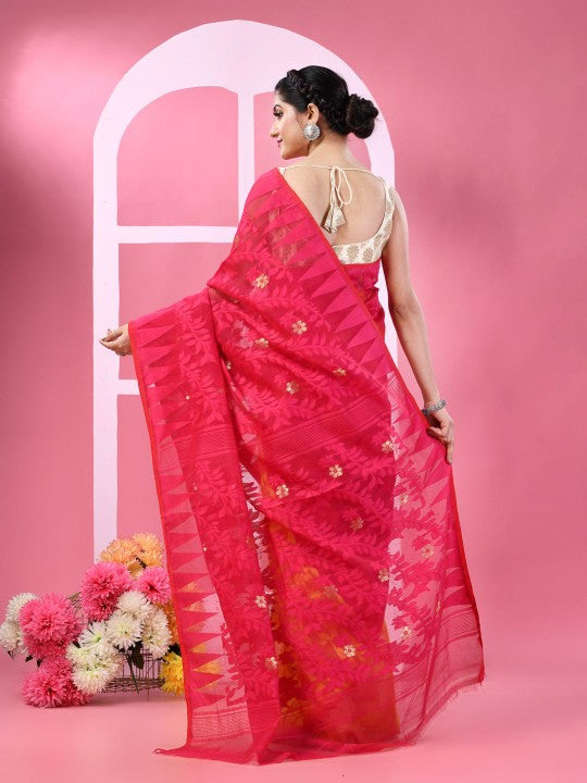 DESH BIDESH Woven Design Pure Cotton Taant Saree