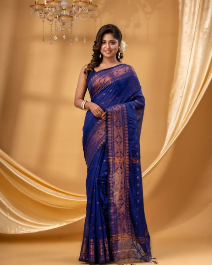 DESH BIDESH Women Woven Design Zari Taant Saree