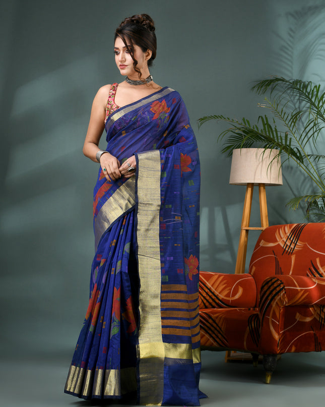 Floral Batik Kamal Phool Silk Cotton Saree
