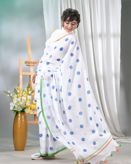 Tri Color Cotton Saree for Independence Day Soft Pure Mulmul Saree