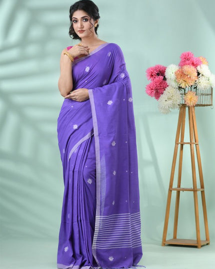 DESH BIDESH Women Woven Design Silk Cotton Saree in Radiant Purple