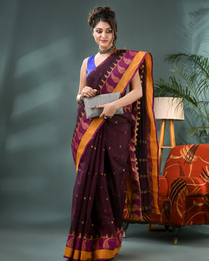 Handloom Cotton Tant Saree – Sitaara Borfi Design