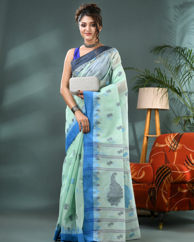 Women Pure Cotton Handloom Tant Saree – Patralekha Design (No Blouse Piece)