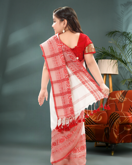 Pure Cotton Handloom Begampuri  Design Kids Saree