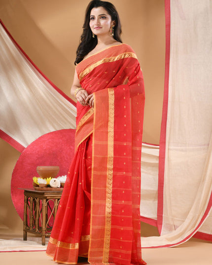 DESH BIDESH Woven Design Zari Pure Cotton Jamdani Saree