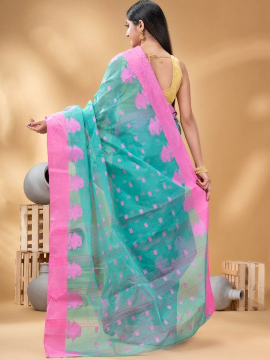 DESH BIDESH Woven Design Ethnic Motifs Pure Cotton Taant Saree