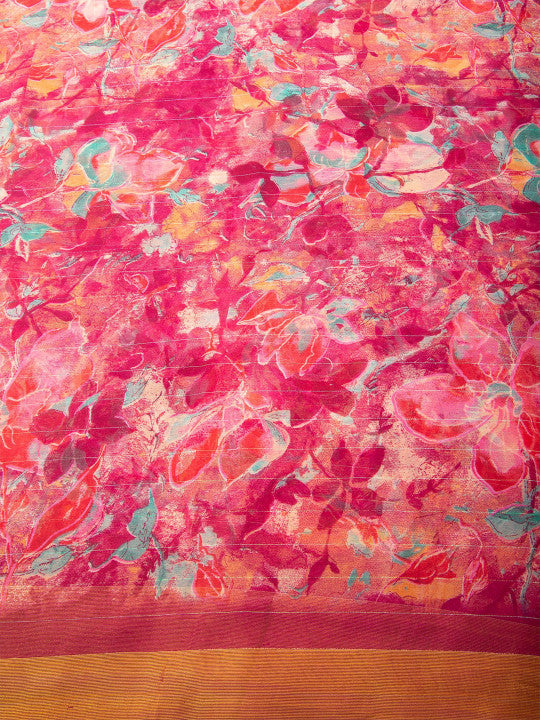 Floral Printed Poly Chiffon Saree