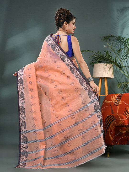 DESH BIDESH Woven Design Pure Cotton Taant Saree