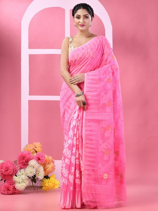 DESH BIDESH Woven Design Pure Cotton Taant Saree