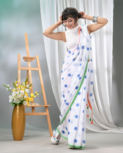 Tri Color Cotton Saree for Independence Day Soft Pure Mulmul Saree