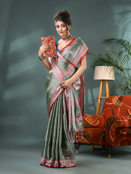 Women's Party Wear Suvarna Rekha Design Tissue Silk Saree with Blouse Piece