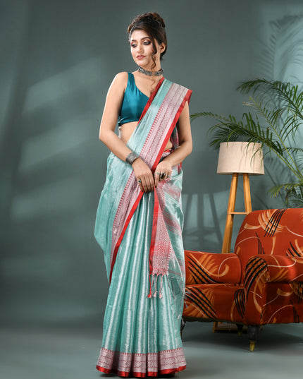 Women's Party Wear Suvarna Rekha Design Tissue Silk Saree with Blouse Piece