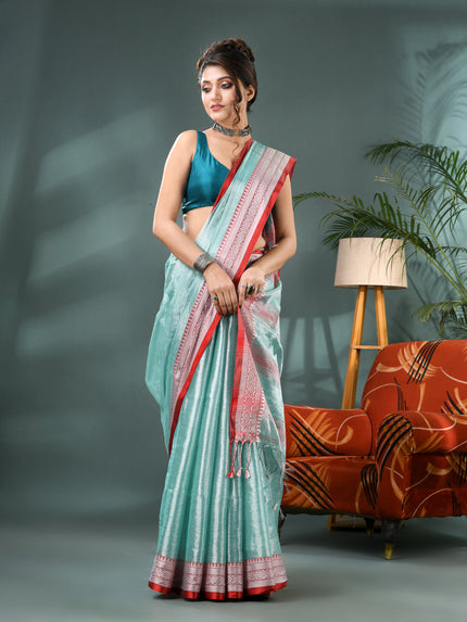 Women's Party Wear Suvarna Rekha Design Tissue Silk Saree with Blouse Piece