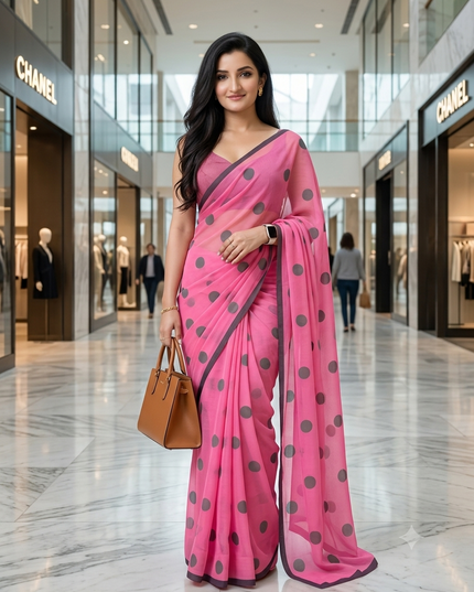 Women cotton handloom mulmul cotton sarees mul cotton sarees for women latest, Nazakat design batik print bandhani malmal linen office daily, party, wear sarees for women (Pink Black)