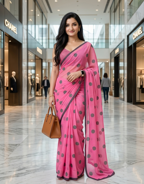 Women cotton handloom mulmul cotton sarees mul cotton sarees for women latest, Nazakat design batik print bandhani malmal linen office daily, party, wear sarees for women (Pink Black)
