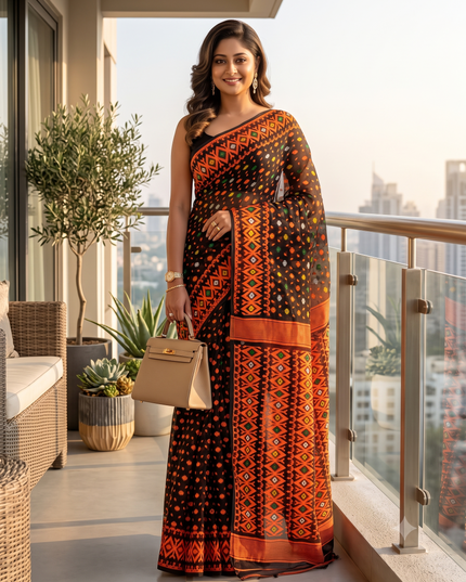 Hirokduti Resham Dhakai jamdani Bengal Pure Cotton Handloom Saree without Blouse Piece