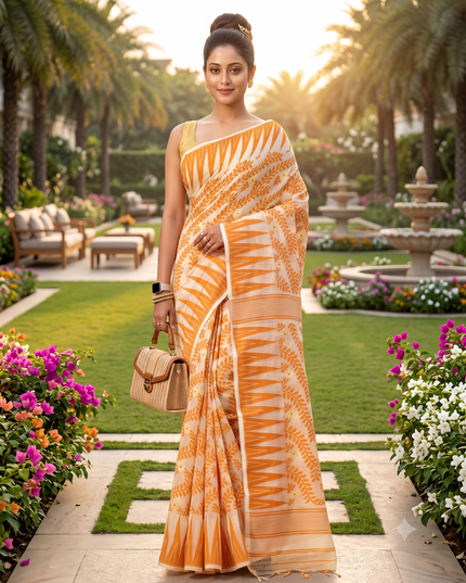 Traditional Tamarind Leaf Resham Dhakai Jamdani Pure Cotton Handloom Saree without Blouse Piece