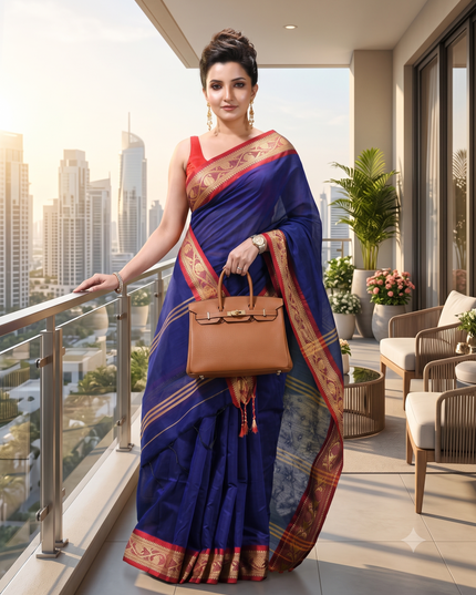 Women`s cotton sarees for women latest, Prema Design party, wear georgette saree farewell wedding, function linen handloom New fancy saree daily, wear silk cotton sarees (Blue)