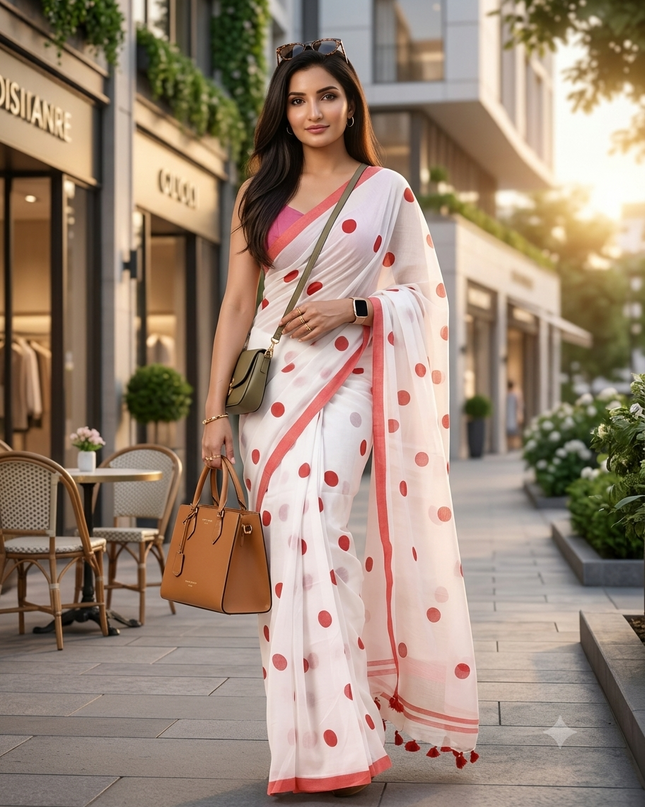 Women cotton silk tant handloom saree mysore party wear sarees latest design wedding handloom  sarees for women latest (Red)