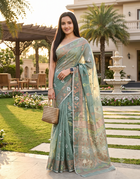 dB DESH BIDESH Women's Soft Cotton Silk Jamdani Sarees For Women for Party, Wear Linen Silk Saree Zarikatha Design Cotton saree for woman Without Blouse piece (Dark Firoza)