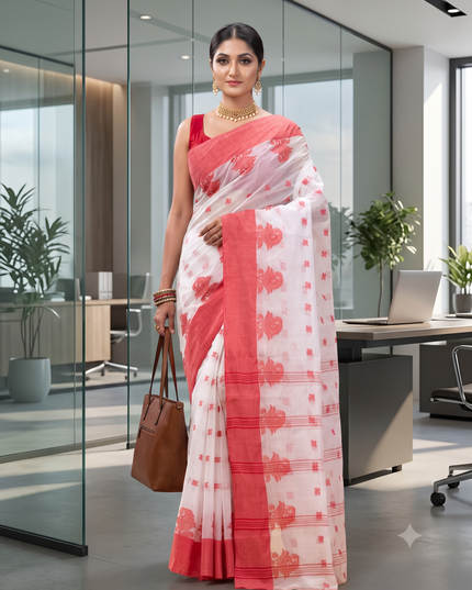 Floral Pure Cotton Taant Saree