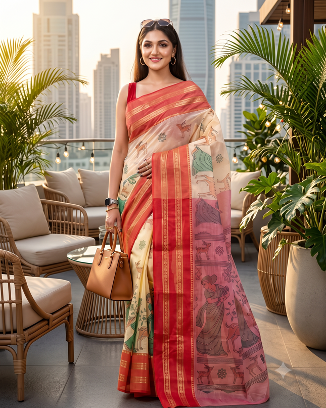 Woven Design Pure Cotton Handloom Taant Saree