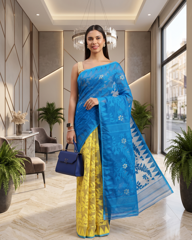 Floral Pure Cotton Taant Saree