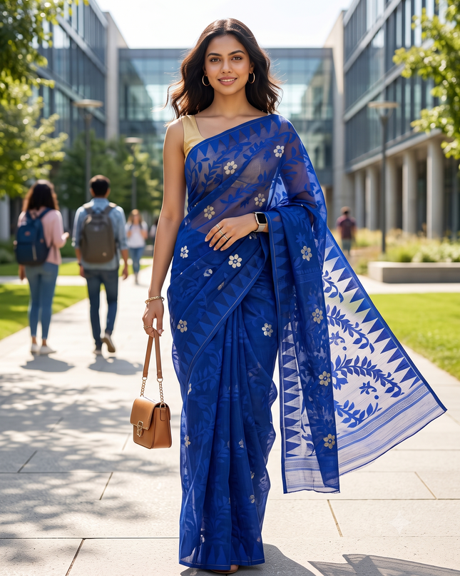 Floral Pure Cotton Taant Saree