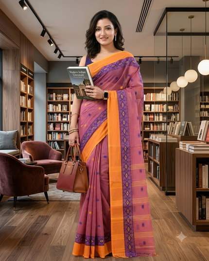 Women cotton saree for woman party, wear sarees for women tant cotton handloom chiffon silk sarees for women latest, Manirekha design (Maroon)