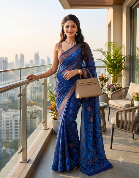 Handloom Cotton Jamdani Saree – Kanaklata Design