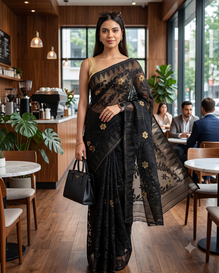 Floral Pure Cotton Taant Saree