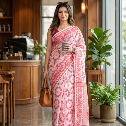 Collection image for: Bengal Red White Saree