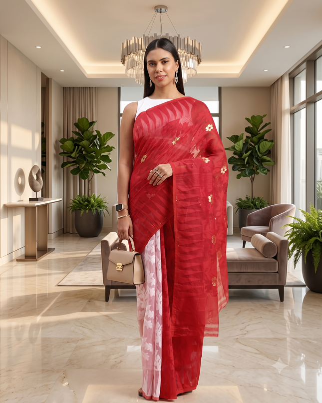 Floral Pure Cotton Taant Saree