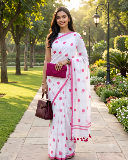 Geometric Printed Pure Cotton Taant Saree