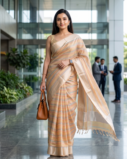 Women`s Tissue silk sarees for women latest, design organza New sari Swarnika zari Design golden Kora tissue banarasi saree for wedding party, wear sarees for Women (Gold Blue)
