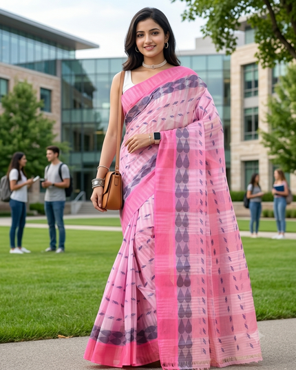 Women's Tant cotton saree for woman silk cotton sarees party, wear handloom sarees for women trending bengal cotton fancy cotton sarees for women latest, Pearl design