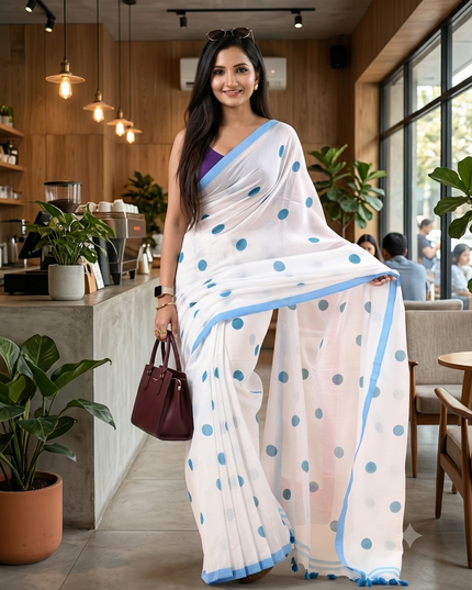 Women cotton silk tant handloom saree mysore party wear sarees latest design wedding handloom  sarees for women latest (Sky Blue)