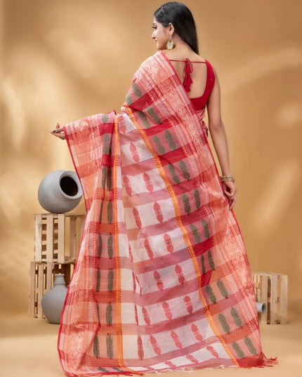 DESH BIDESH Woven Design Pure Cotton Taant Saree