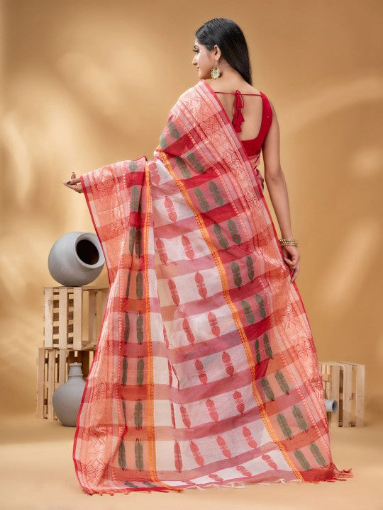 DESH BIDESH Woven Design Pure Cotton Taant Saree