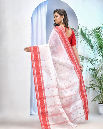 DESH BIDESH Woven Design Pure Cotton Jamdani Saree