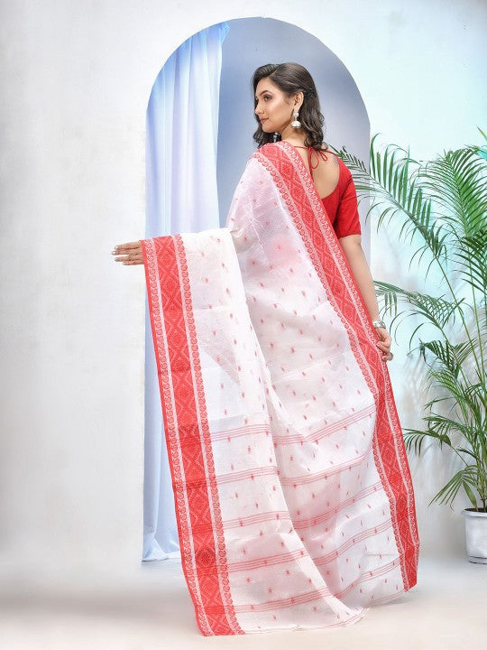DESH BIDESH Woven Design Pure Cotton Jamdani Saree