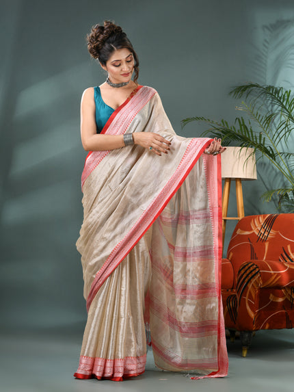 Women's Party Wear Suvarna Rekha Design Tissue Silk Saree with Blouse Piece