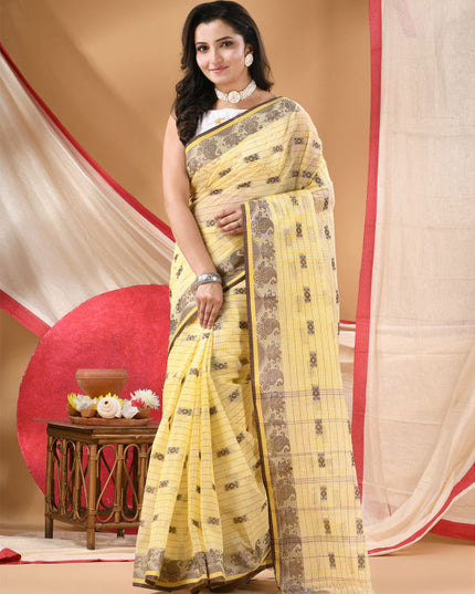 DESH BIDESH Ethnic Motifs Printed Zari Pure Cotton Saree