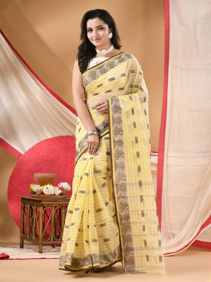 DESH BIDESH Ethnic Motifs Printed Zari Pure Cotton Saree