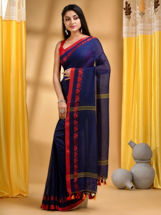 Desh Bidesh Pure Cotton Woven Design Handloom Taant Saree