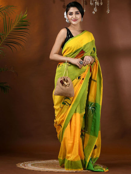 DESH BIDESH Adults Women Ethnic Motifs Pure Cotton Taant Saree