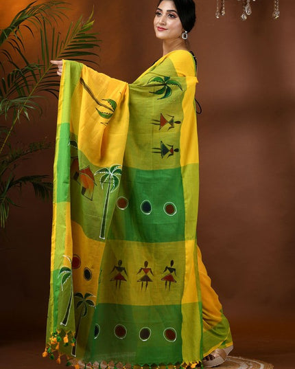 DESH BIDESH Adults Women Ethnic Motifs Pure Cotton Taant Saree