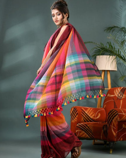 DESH BIDESH Striped Pure Cotton Saree