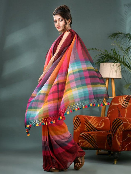 DESH BIDESH Striped Pure Cotton Saree